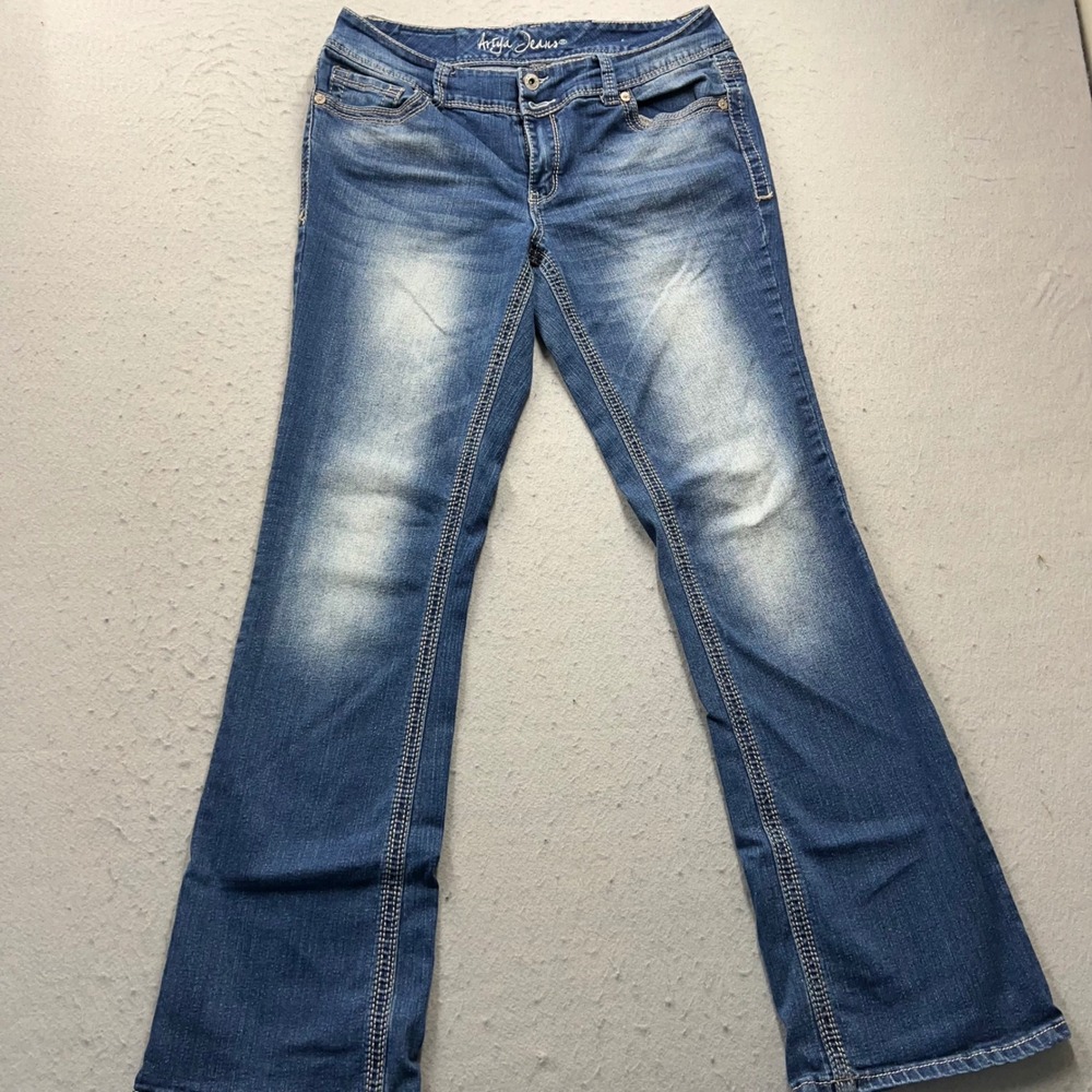 Ariya Jeans Womens 13/14 Blue Bootcut Embroidered Flap Pocket Denim Jeans 1437